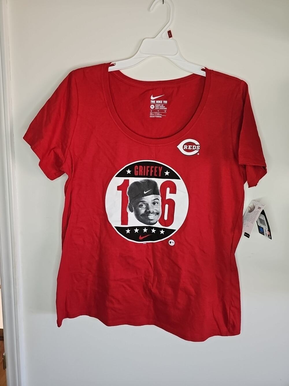 New Nike T Shirt Athletic Cut Ken Griffey Reds Women’s T-shirt Red Sz XL
